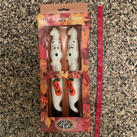 Pair of Vintage Ghost with Jack-o-Lantern Candlesticks- New In Box- Robert Alan - Picture 2 of 10